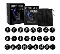 Piedras Rune de vidrio | 25 piezas grabadas en piedras | Suministros espirituales de Wiccan con bolsa para orientación personal Ceremonia de trabajo de energía