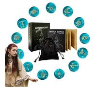 Piedras Rúnicas - Adivinación De Vidrio, Decoración Espiritual, Símbolos De | De Guía Incluida Para Mujeres Y Hombres, Suministros De Ritual De Paganismo, Brujería,