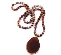 Piedras semipreciosas Agat collar largo con colgante de gota de piedra natural anudada para mujer collar-green_90cm