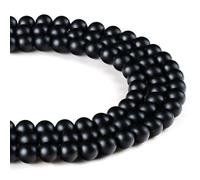 Piedras semipreciosas de ónice, color negro pulido y mate, juego de 45 piedras semipreciosas de 4/6/8/10 mm enhebradas en hilo (4 mm redondas, mate)