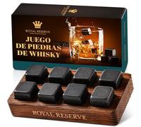 Piedras Whisky, Set Regalo para Hombre - Granito Natural en Bandeja de Madera Marrón, Regalos Originales para Marido, Padre, Amigo, Hermano - Bebidas Frías sin Diluir de Royal Reserve