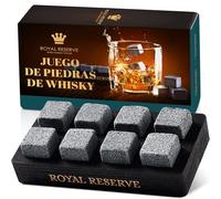 Piedras Whisky, Set Regalo para Hombre - Granito Natural en Bandeja de Madera Negra, Regalos Originales para Marido, Padre, Amigo, Hermano - Bebidas Frías sin Diluir de Royal Reserve