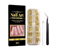 Piedras y Cristales para Uñas | 3D Brillo Dorado con Pinzas - Kit De Herramientas Para Diseño De Uñas - Para Mujeres Y Niñas En Cumpleaños Navidad Bodas
