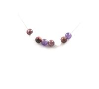 Piedras y Minerales. Collar de Perlas Ojo de Tigre morado + Amatista + Piedra de luna + Cadena de acero inoxidable.