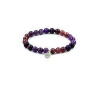 Piedras y Minerales. Pulsera Cuentas Ojo de Tigre Morado + Amatista + Lepidolita 8 mm. Fabricado en Francia.