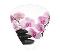 Piedras y orquídea rosa,12 púas de guitarra, 3 grosores diferentes para guitarra acústica, bajo y ukelele