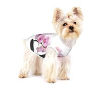 Piedras y orquídea Rosa,Camiseta de algodón sin Mangas para Mascotas, Chaleco Transpirable, Suave y elástico para Cachorros,L