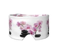 Piedras y orquídea rosa,Máscara para ojos con bloqueo de luz y protección ocular completa para dormir, orejeras y ojos.