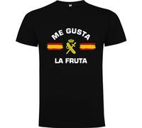 Piel Cabrera Camiseta Me Gusta La Fruta Guardia Civil. Camiseta Negra España (XL)