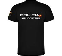 Piel Cabrera Camiseta Policia Nacional HELICOPTERO (Negro, M)