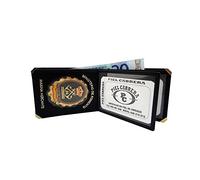 Piel Cabrera Cartera Porta con Placa Patrón de Yate (PY) Negro