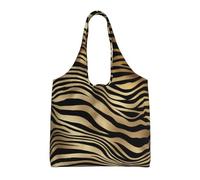 Piel de animal cebra negra africana dorada sepia,Bolsas de mano reutilizables, bolsas de supermercado, bolso de hombro de lona de gran capacidad