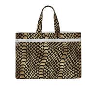 Piel de animal de pitón africana negra dorada de safari sepia,Bolsa de lona para documentos con cremallera, bolso de mano, maletín para la escuela y la oficina.