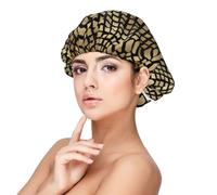Piel de animal de pitón africana negra dorada de safari sepia,Gorro de dormir de satén para adultos - Gorro de dormir elástico para mujer, cubrecabello nocturno