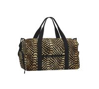 Piel de Animal de pitón Negra Dorada Africana Safari Sepia,Bolso Deportivo Bandolera de Mano, Bolsa de Deporte, Bolsa de Viaje de Gran Capacidad para Mujeres y Hombres.