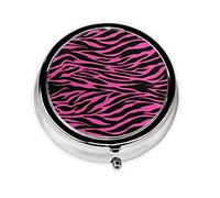 Piel de cebra rosa y negra, pastillero, pastillero cuadrado para bolsillo o monedero, pastillero pequeño, organizador de pastillas de viaje