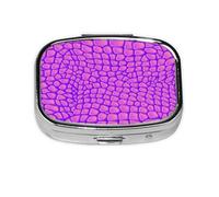 Piel de cocodrilo rosa, Pastillero cuadrado para bolsillo o monedero, pequeño contenedor de pastillas, organizador de pastillas de viaje