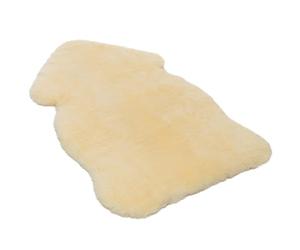 Piel de cordero de CHRIST - piel de oveja/borrego genuina de curtido medicinal para bebés y recién nacidos, para carro, silla de bebe o como alfombra. Longitud: +/- 95 cm, amarillo natural