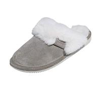 Piel De Cordero Zapatillas de Estar por casa de Mujer Malibu Zapatillas Zapatillas de casa - Gris/Blanco, 38EU