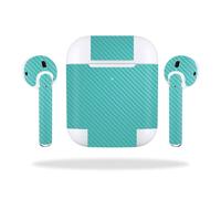 Piel de fibra de carbono Mayyyskins para Apple AirPods 2 (2019) - Turquesa | Acabado de fibra de carbono con textura duradera protectora | Fcil de a