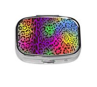 Piel de jaguar arcoíris, Pastillero cuadrado para bolsillo o monedero, pequeño contenedor de pastillas, organizador de pastillas de viaje