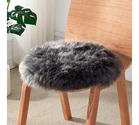 Piel De Oveja Natural Redonda Cojín Del Asiento, Linda Lana Pura Peluda Cojín De Silla Cuero De Oveja Antideslizante De Lujo Cojines De Asiento Asiento De Coche (K,45 cm de diámetro (17,7 pulgadas))