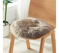 Piel De Oveja Natural Redonda Cojín Del Asiento, Linda Lana Pura Peluda Cojín De Silla Cuero De Oveja Antideslizante De Lujo Cojines De Asiento Asiento De Coche (C,45 cm de diámetro (17,7 pulgadas))