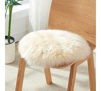 Piel De Oveja Natural Redonda Cojín Del Asiento, Linda Lana Pura Peluda Cojín De Silla Cuero De Oveja Antideslizante De Lujo Cojines De Asiento Asiento De Coche (B,45 cm de diámetro (17,7 pulgadas))