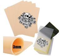 Piel de práctica de tatuaje de 3 mm con papel de transferencia, 15 piezas de piel falsa y kit de papel de calco de tatuajes que incluye 5 piezas A4 de 20 x 30 cm y 10 plantillas de papel para