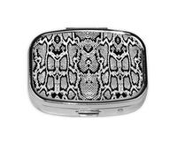 Piel De Serpiente Blanca Negra Estampada, Pastillero cuadrado para bolsillo o monedero, pequeño contenedor de pastillas, organizador de pastillas de viaje