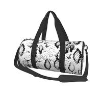 Piel De Serpiente Estampada En Blanco Y Negro, Bolsa de Viaje de Gran Capacidad, Bolso Redondo, Bolsa de Viaje Deportiva, Bolsa de Mano, Bolsa de Fitness