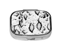 Piel De Serpiente Estampada En Blanco Y Negro, Pastillero cuadrado para bolsillo o monedero, pequeño contenedor de pastillas, organizador de pastillas de viaje