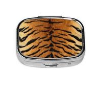 Piel de tigre siberiano sintética, Pastillero cuadrado para bolsillo o monedero, pequeño contenedor de pastillas, organizador de pastillas de viaje