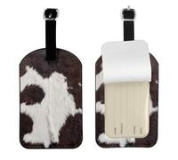 Piel de vaca abstracta África Animal Negro,Etiquetas de equipaje de cuero sintético con nombre, etiquetas de viaje duraderas, 2 unidades