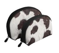 Piel De Vaca Abstracto África Animal Negro, Bolsa de Maquillaje de Concha, Monedero pequeño para Mujer, Bolsa de artículos de tocador, Bolsa de cosméticos, 2 Piezas