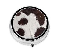 Piel De Vaca Abstracto África Animal Negro, Pastillero, Pastillero redondo Pequeño contenedor de pastillas Organizador de pastillas de viaje