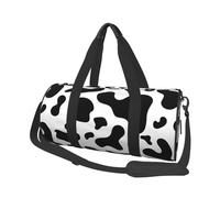 Piel de Vaca Blanca y Negra, Bolsa de Viaje de Gran Capacidad, Bolso Redondo, Bolsa de Viaje Deportiva, Bolsa de Mano, Bolsa de Fitness
