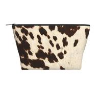 Piel de Vaca marrón, Bolsa de artículos de tocador Bolsa de Maquillaje Bolsa de cosméticos Bolsa de artículos de tocador de Viaje portátil