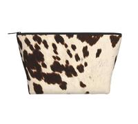 Piel De Vaca Marrón Estampada, Bolsa de artículos de tocador Bolsa de Maquillaje Bolsa de cosméticos Bolsa de artículos de tocador de Viaje portátil