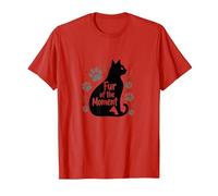 Piel del Momento Pata de Gato Impresión Caprichosa Mascota Camiseta, Hombre, Rojo, XL