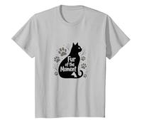 Piel del Momento Pata de Gato Impresión Caprichosa Mascota Camiseta, Niños, Plata, 10 años