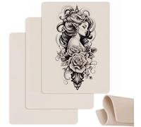Piel del tatuaje, 3pcs 19.5x15 cm engrosar la piel del tatuaje de silicona de silicona, pieles en blanco para principiantes y artistas experimentados (estilo 1)