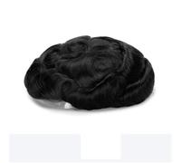 Piel sintética alrededor de los hombres Prótesis Cabello Peluca Cabello Pelo Humano Toupet Transpirable Mono Top Parrucca (1#, 7 x 10)