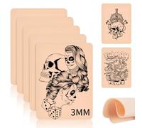 Piel Sintetica Tatuaje 3mm, 5 Piezas piel Sintetica Tatuaje, 20cm*15cm Piel de Práctica de Tatuajes en Blanco Piel para Practicar Tatuajes, Principiantes y Artistas del Tatuaje, Accesorios Tatuaje
