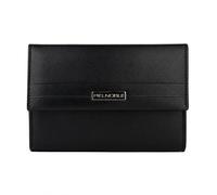 Pielnoble Cartera Mujer Piel Vacuno Flor Negro - Billetero Mediano con Monedero Exterior, Cremallera Interior y Protección RFID - Hecho en Ubrique España - PNA40872 (Negro, Mediano - 13cm)