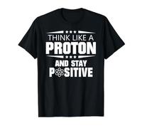 Piensa como un protón y mantén una Actitud Positiva Camiseta gráfica económica, Hombre, Negro, L