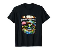 Piensa Fuera del Planeta Lindo UFO Pun Space Graphic Camiseta
