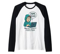 Piense Antes de Hacer Clic - Conciencia de ciberseguridad Camiseta Manga Raglan