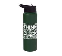 Piense antes de hacer clic en Cybersecurity IT Computer Support Stainless Steel Insulated Water Bottle