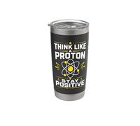 Piense como un protón Manténgase positivo Ciencia Nerd Química Juego de palabras Vaso térmico de acero inoxidable de doble pared
